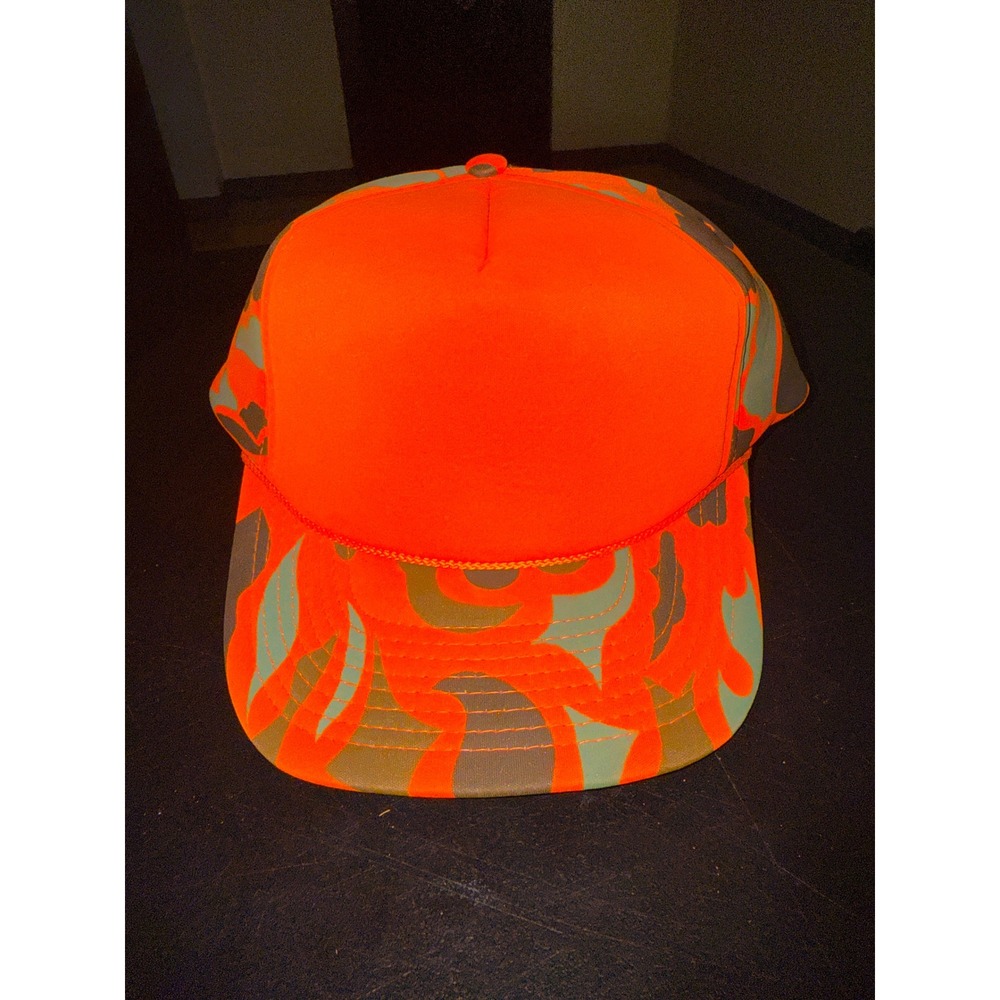 Vintage Orange Camo Trucker Hat Adjustable Designer Award Headwear Cap